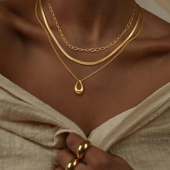 Elegant Gold Layered Necklace Set - Picture 2 of 4